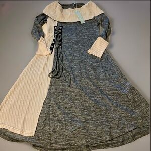 Gray and Cream Women's Casual Dress